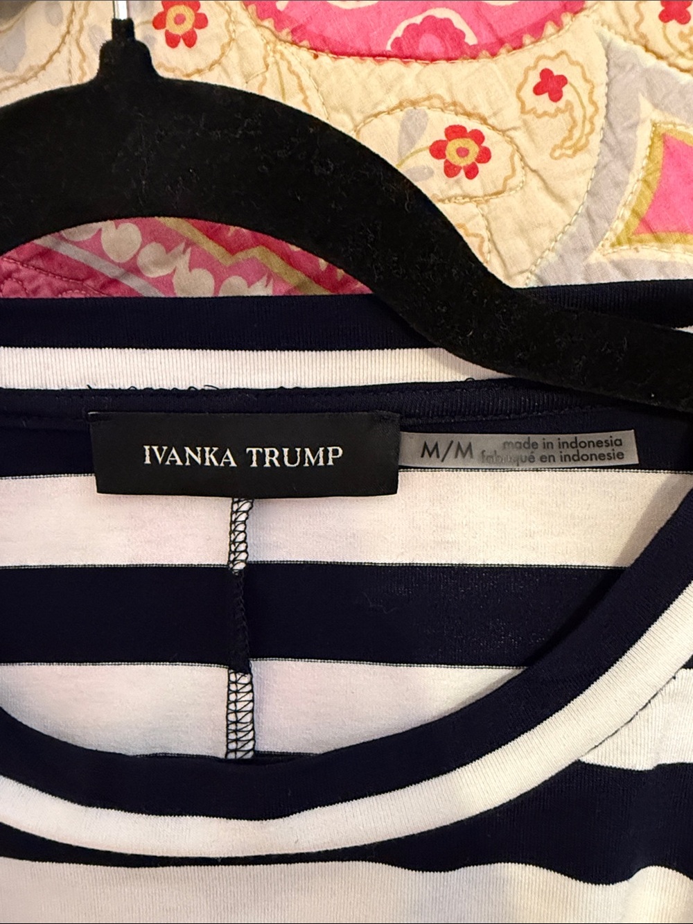Ivanka Trump Navy & White Striped Short-Sleeve Tie-Front Tee - Picture 3 of 5